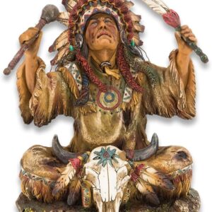 Escultura de Jefe Nativo Americano | Decoración Espiritual en Resina
