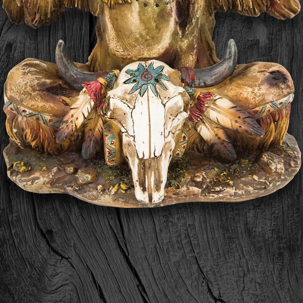 Escultura de Jefe Nativo Americano | Decoración Espiritual en Resina