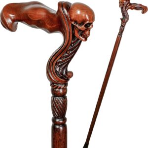Bastón de Madera Tallado con Mango de Calavera | Elegante y Resistente