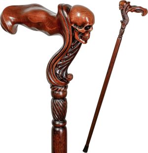 Bastón de Madera Tallado con Mango de Calavera | Elegante y Resistente